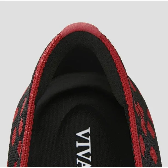 Vivaia Pointed Toe Loafers Michelle 2.0 Ruby Red Women Size 5 Polka Dot Preppy - Picture 4 of 8